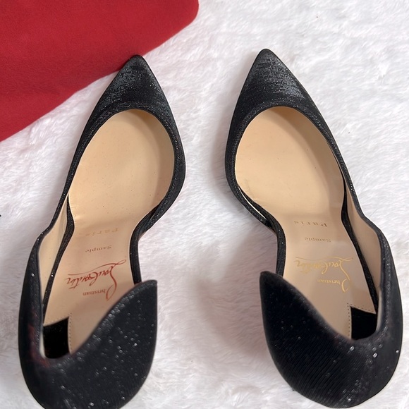 Christian Louboutin Iriza 100 Black Glitter Pumps w/Dust Bag size EU 37 NWOB - Picture 4 of 12